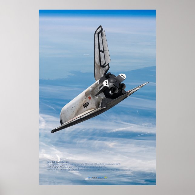 Poster Soviet Buran Shuttle Sobre o Planeta Terra (Frente)