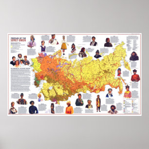 Poster "Sowjetunion: 1976 - Detaillierte Völkerkarte ...