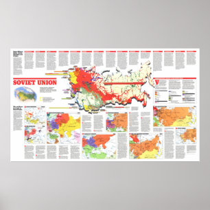 Poster "Sowjetunion: 1990 - Detaillierte Karte ...