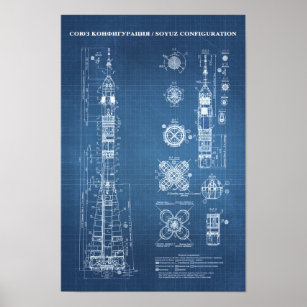 Poster Soyuz Spacecraft Blueprint