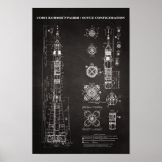 Poster Soyuz Spacecraft Blueprint