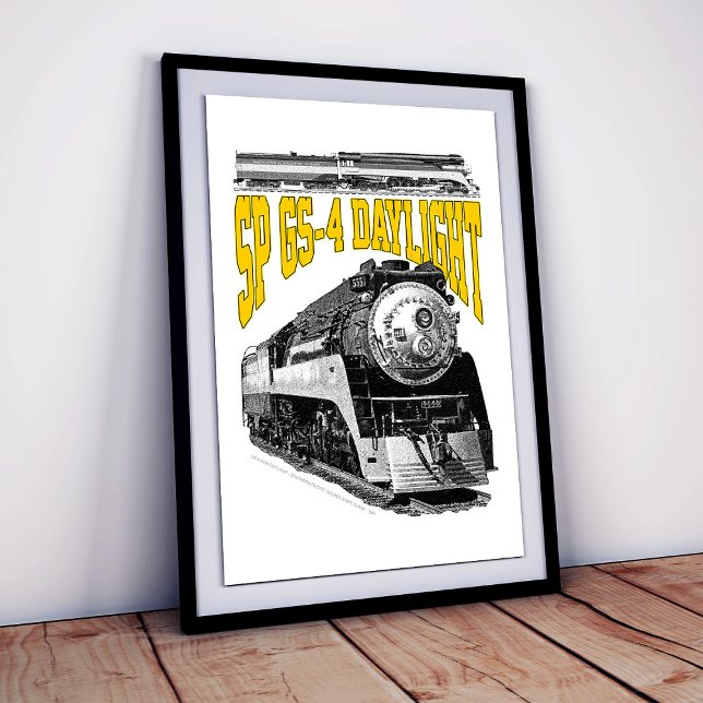 Poster SP GS-4 Luz do Dia 4449 Locomotiva a Vapor (SP GS-4 Daylight 4449 Steam Train Locomotive. Poster)