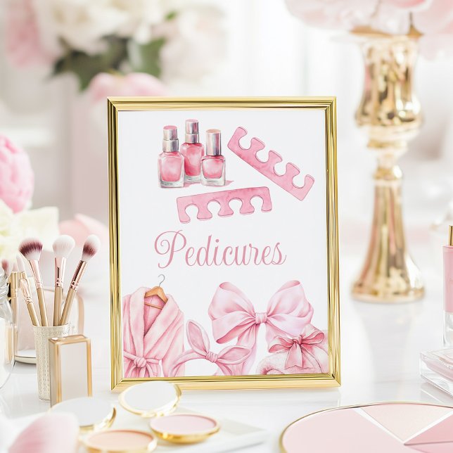 Poster Spa Party Pink Birthday Pedicure Sign (Criador carregado)