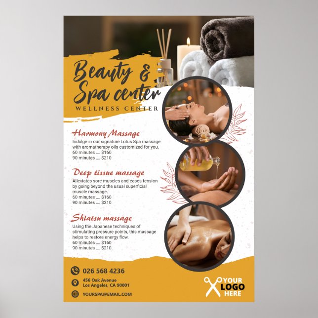 Poster Spa, Salão de Bela, Centro de Bem-Estar (Frente)