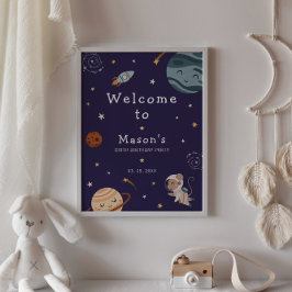 Poster Space Adventure Playful Kids Birthday Party