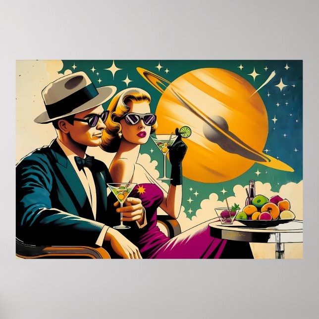 Poster Space Age Las Vegas Martini Gangster Party (Frente)