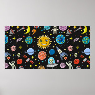 Poster Space Background. Planets of the solar system. Roc