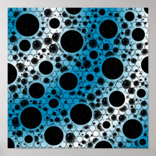 Poster Space Bubble Spots - White/Sky Blue