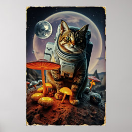 Poster Space Cat Funk em uma Viagem de Cogumelo Ligado à 