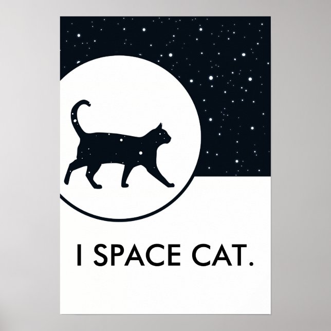 Póster Space cat stars sky texto personalizado (Frente)
