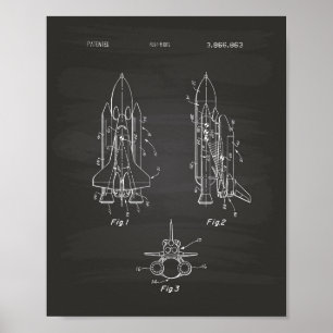 Póster Space Shuttle 1975 Patent Art - Chalkboard