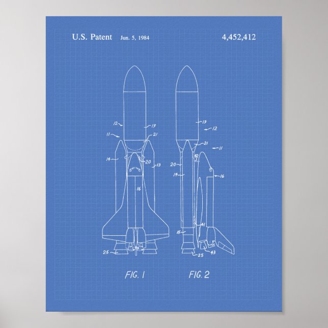 Poster Space Shuttle 1977 Patent Art - Blueprint (Frente)