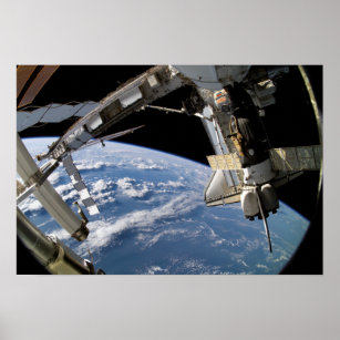 Póster Space Shuttle Atlantis e uma espaçonave Soyuz