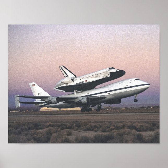 Poster Space Shuttle Atlantis no topo da Nasa 747 (Frente)
