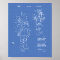 Space Suit 1973 Patent Art - Blueprint