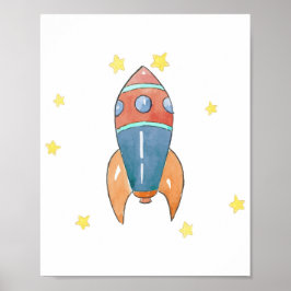 Poster Space wall decor, Rocket print