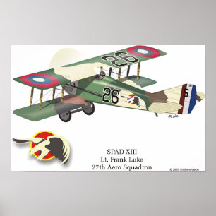 Póster Spad XIII voado pelo Lt. Frank Luke
