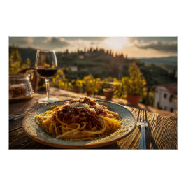 Póster Spaghetti Bolognese na Mesa do terraço do Vineyard