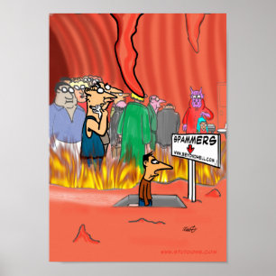 Póster Spammer nos desenhos animados do inferno -