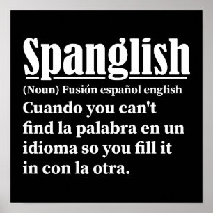 Poster Spanglish Funny Definition espanhol inglês