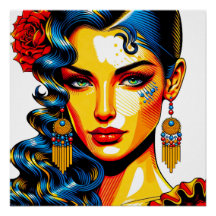 Spanische Schönheit - Pop Farben Portrait