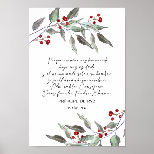 Poster Spanish bible verse Isaias 9 6 (Frente)