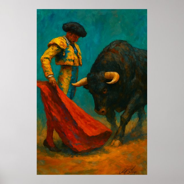 Poster Spanish Bullfighting Art Print – Matador and Bull (Frente)