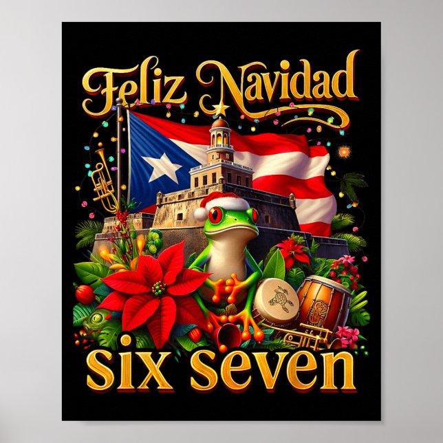 Poster Spanish Christmas Funny Puerto Rico Boricua Coqui  (Frente)