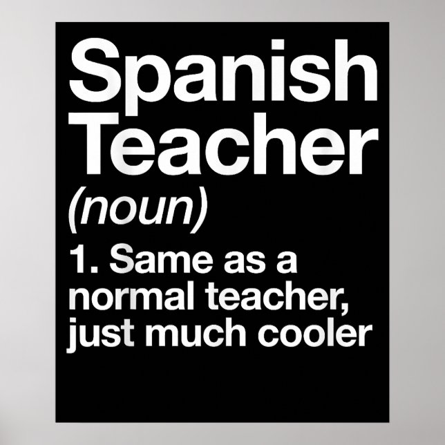 Poster Spanish Teacher Definition Funny School (Frente)