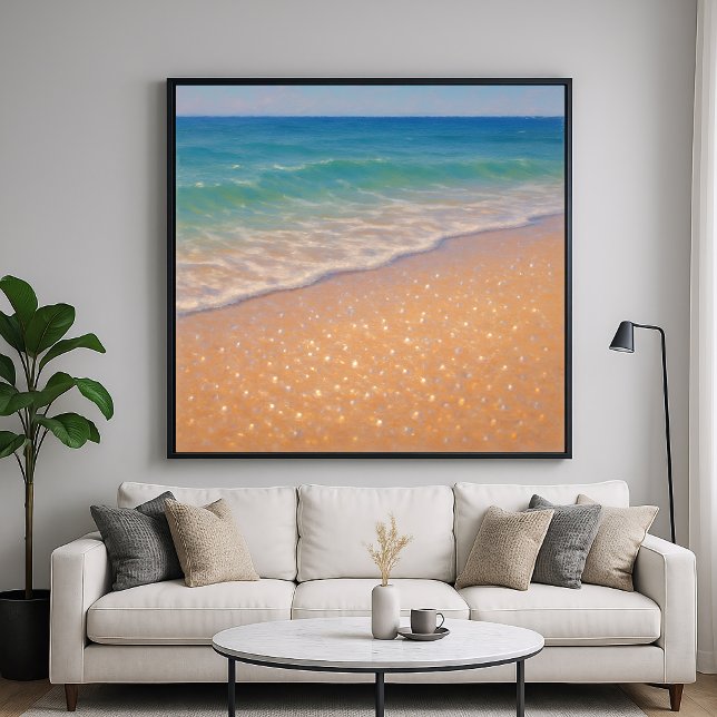 Poster Sparkling Beach - Pastel Painting Seascape (Criador carregado)