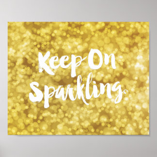 Póster Sparkling Gold Blurry Glitter Bokeh Quote