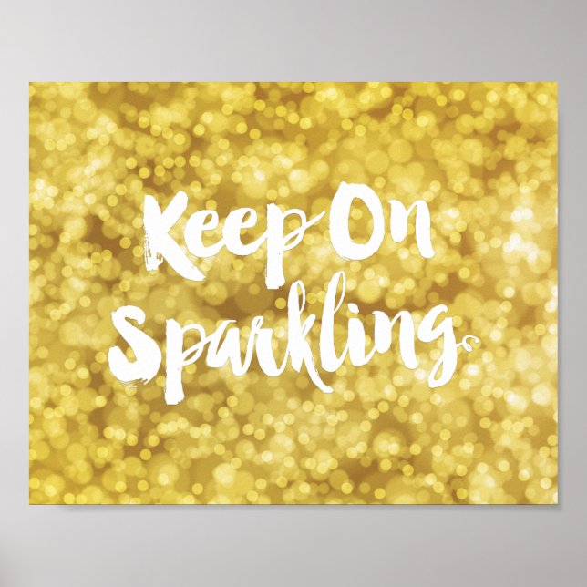Póster Sparkling Gold Blurry Glitter Bokeh Quote (Frente)