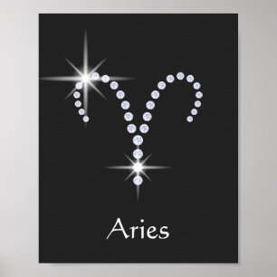 Poster Sparkly Diamantes Aries Símbolo Zodiac