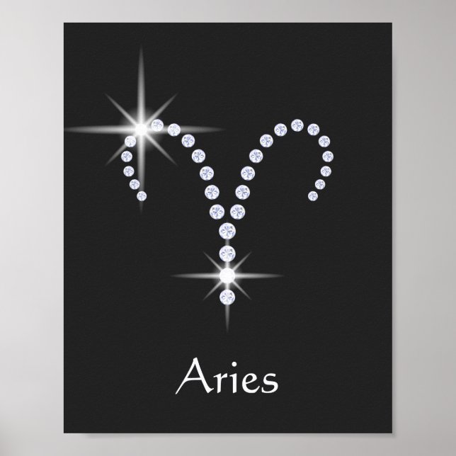 Poster Sparkly Diamantes Aries Símbolo Zodiac (Frente)