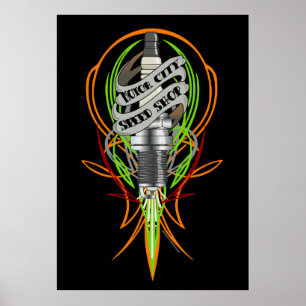 Poster Sparkplug de velocidade da cidade do motor