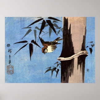Póster Sparrow e Bamboo, Ando Hiroshige