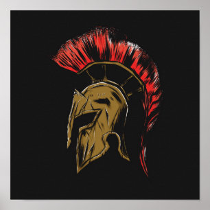 Poster Spartan Helmet Illustration