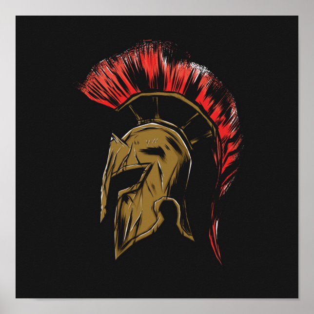 Poster Spartan Helmet Illustration (Frente)