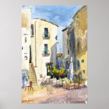 Sperlonga Itália Aquarela Cidade Antiga Mediterrân