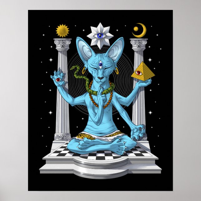 Poster Sphynx Cat Shiva Psychedelic (Frente)