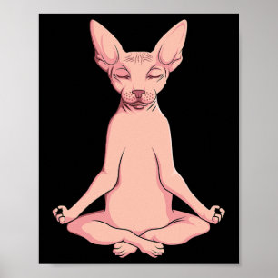 Poster Sphynx Cat Yoga Meditation Breeder Pet Lo
