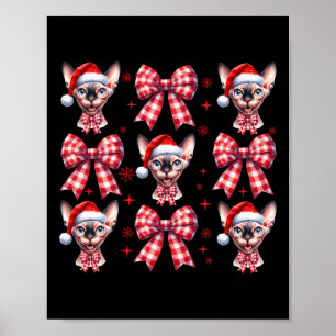 Poster Sphynx Gato Cinto Xadrez Vermelho Arco Natal W