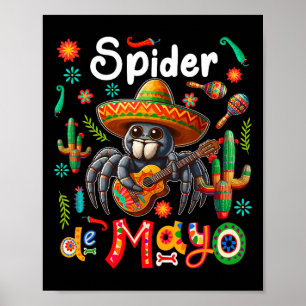 Poster Spider Cinco De Mayo Mexicano Sombrero Guitar Cor