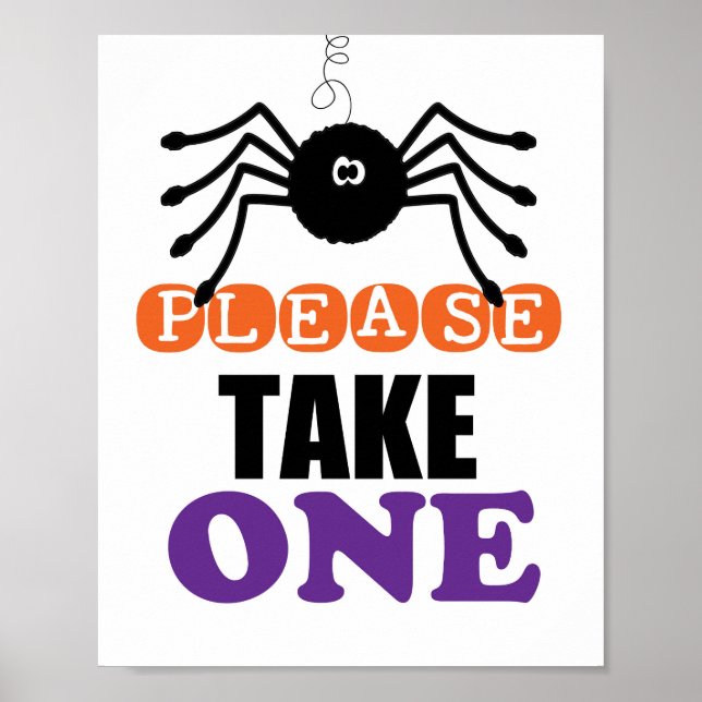 Poster Spider Halloween Por Favor Pegue Um (Frente)