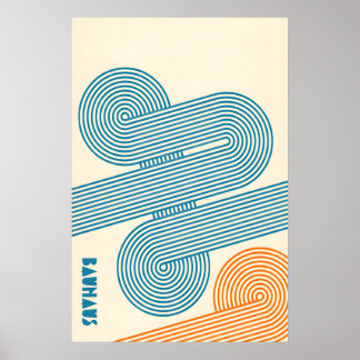 Poster Spin The Blue Circle - Bauhaus Inspired  Art Print