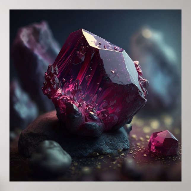 Poster Spinel Crystal Macro, Gemstone Art Vibrante (Frente)