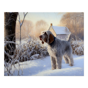 Póster Spinone Italiano Deixe-o nevar no Natal