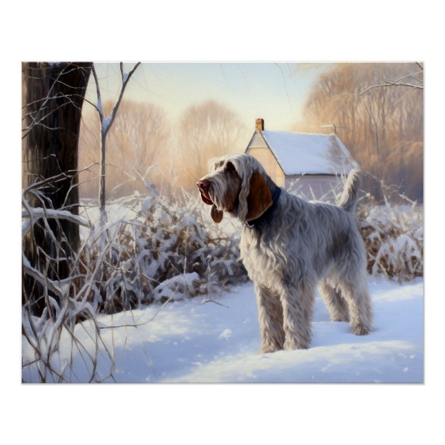 Póster Spinone Italiano Let It Snow Natal (Frente)
