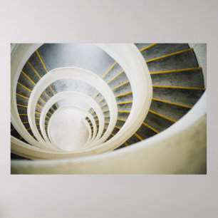 Poster Spiral black and white stairs