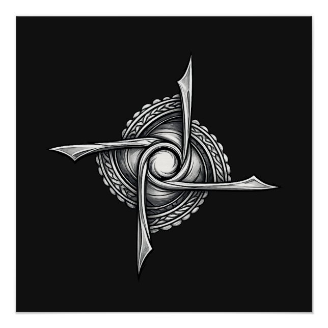 Póster Spiral Blade Sigil – Abstract Rotational Symbol (Frente)